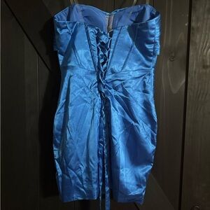Blue Strapless Corset Dress